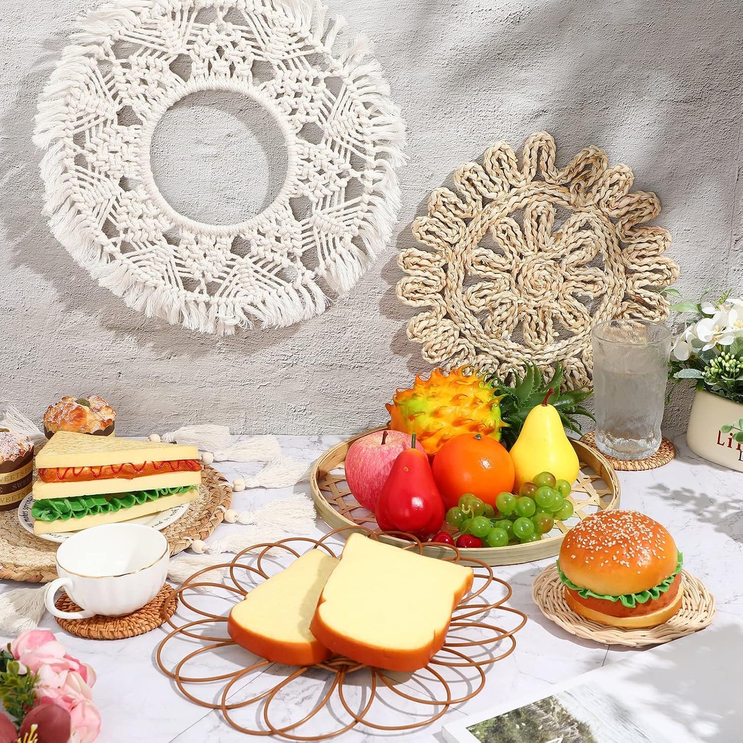 Bamboo Baskets / Boho Wall Hanging Set / Set of 8