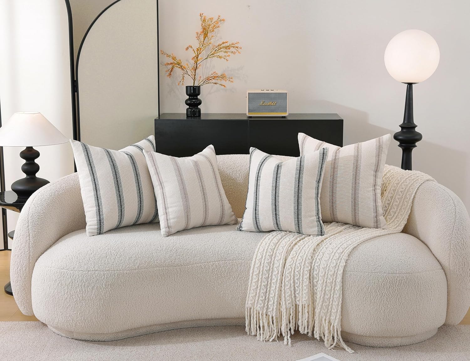 Boho Throw Pillow Covers / Black / 18 x 18 / Set of 2