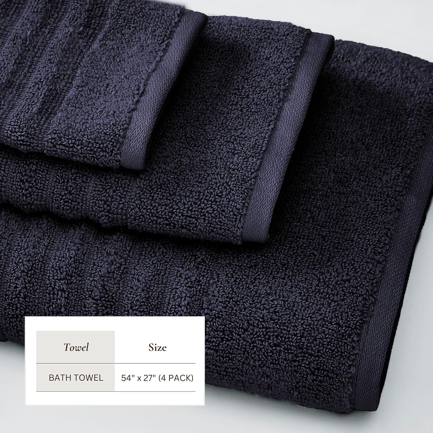 Great Bay Home 4 Pack Bath Towel Set - 100% Cotton Towels - Absorbent & Quick-Dry Towels for Bathroom (Navy Blue)