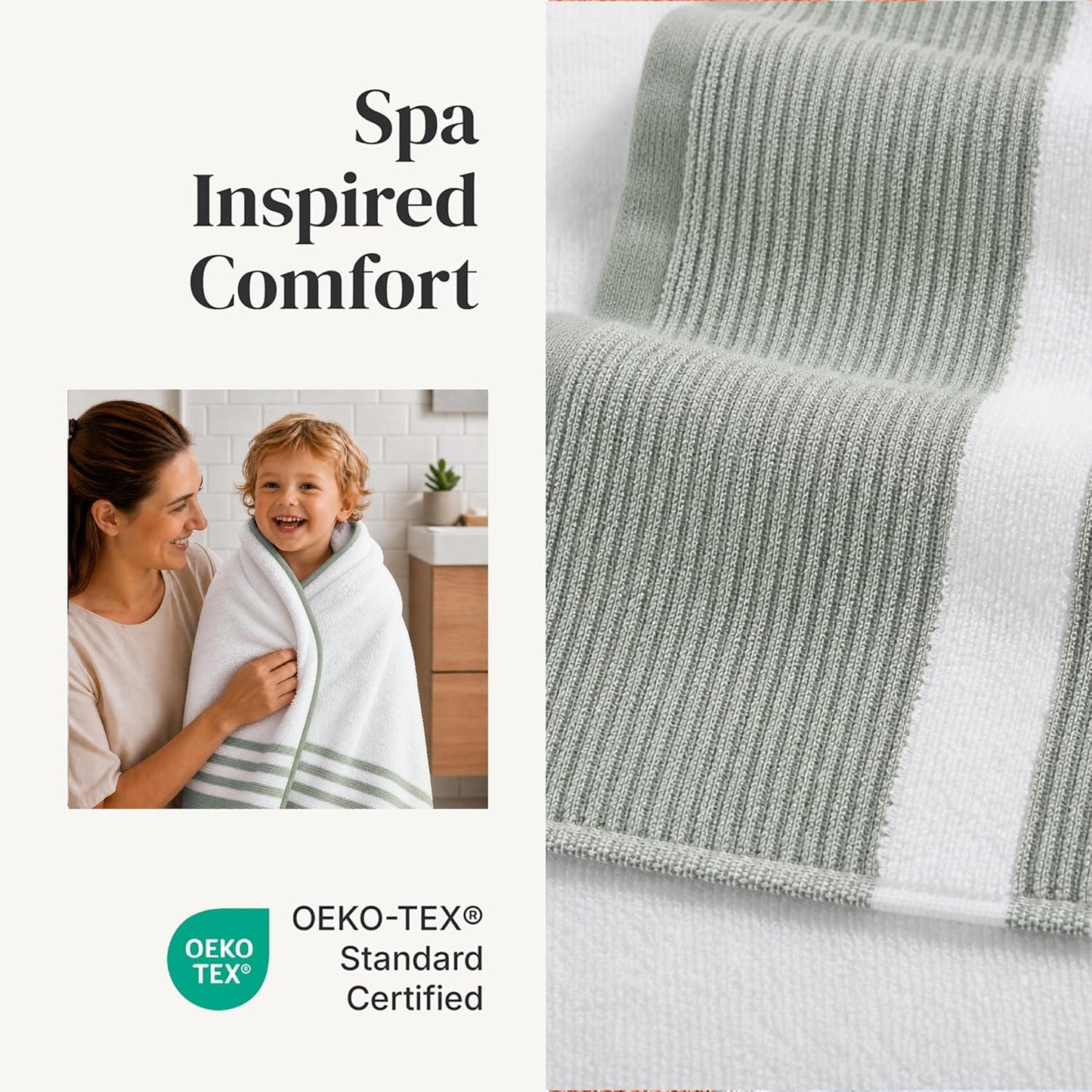 Modern Threads 6 Piece Bath Towel Set – Bathroom Towel Set with 2 Bath Towels, 2 Hand Towels & 2 Washcloths – 100%