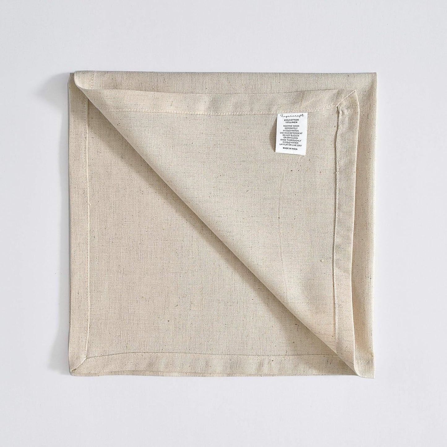 FINGERCRAFT Cloth Napkin, Cotton Linen, Set of 12, 20x20 inch, Ivory | Mitered, premium quality, soft, absorbent