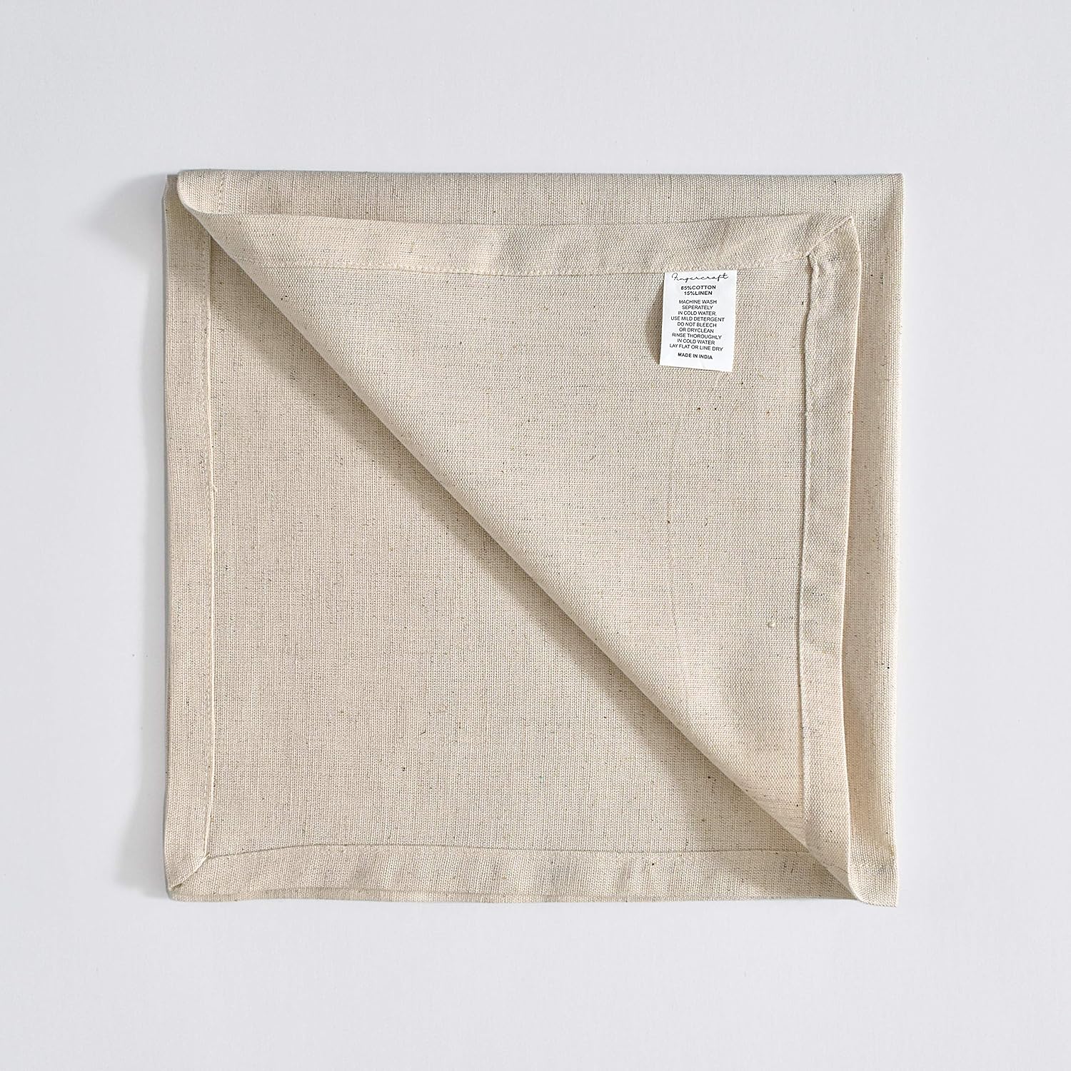 FINGERCRAFT Cloth Napkin, Cotton Linen, Set of 12, 20x20 inch, Ivory | Mitered, premium quality, soft, absorbent