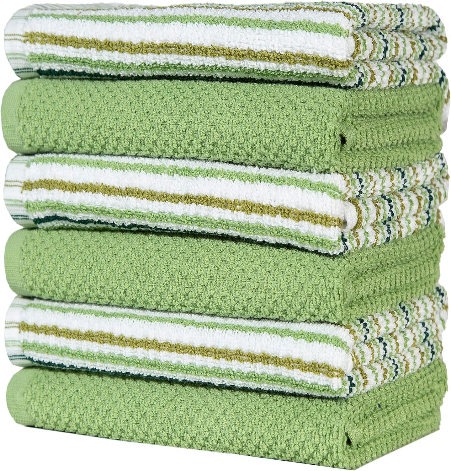 Bumble Kitchen Towels 6 Pack 100% Cotton 16"x26" - Sage | 430 GSM Soft Kitchen Hand Towels with Hanging Loop, Highly