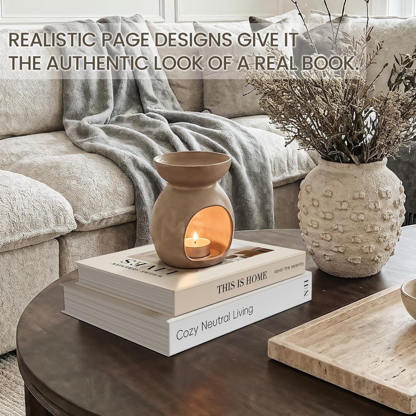 Coffee Table Book / Beige-white / Set of 2