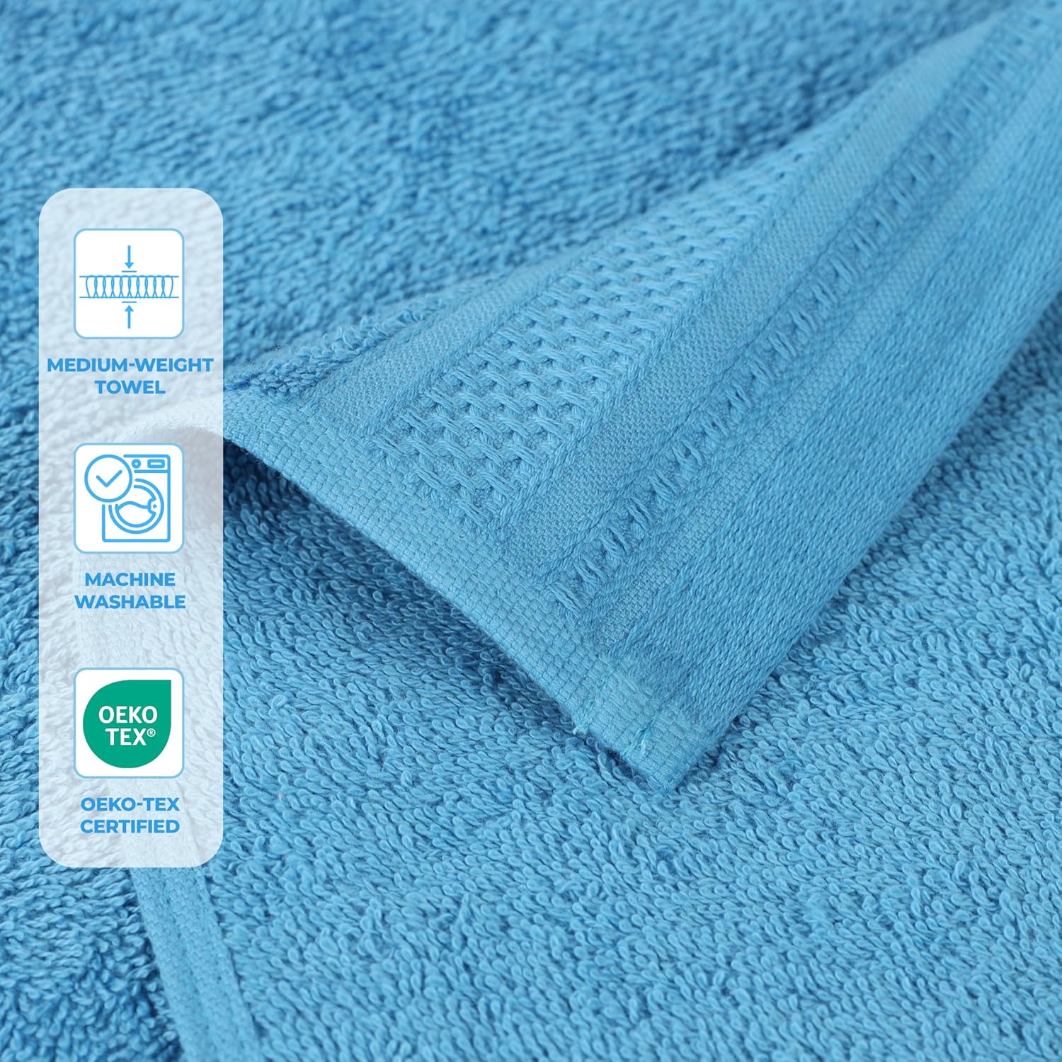 Superior Honeycomb 100% Cotton 500 GSM 12 Piece Bath Towel Set, 6 Washcloths, 4 Hand, 2 Bath Towels, Ideal for