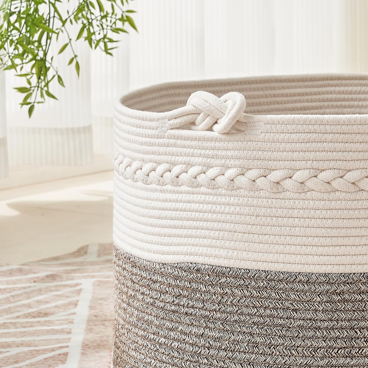 Woven Baskets for storage Baby Laundry Hamper / Beige / 20 x 13