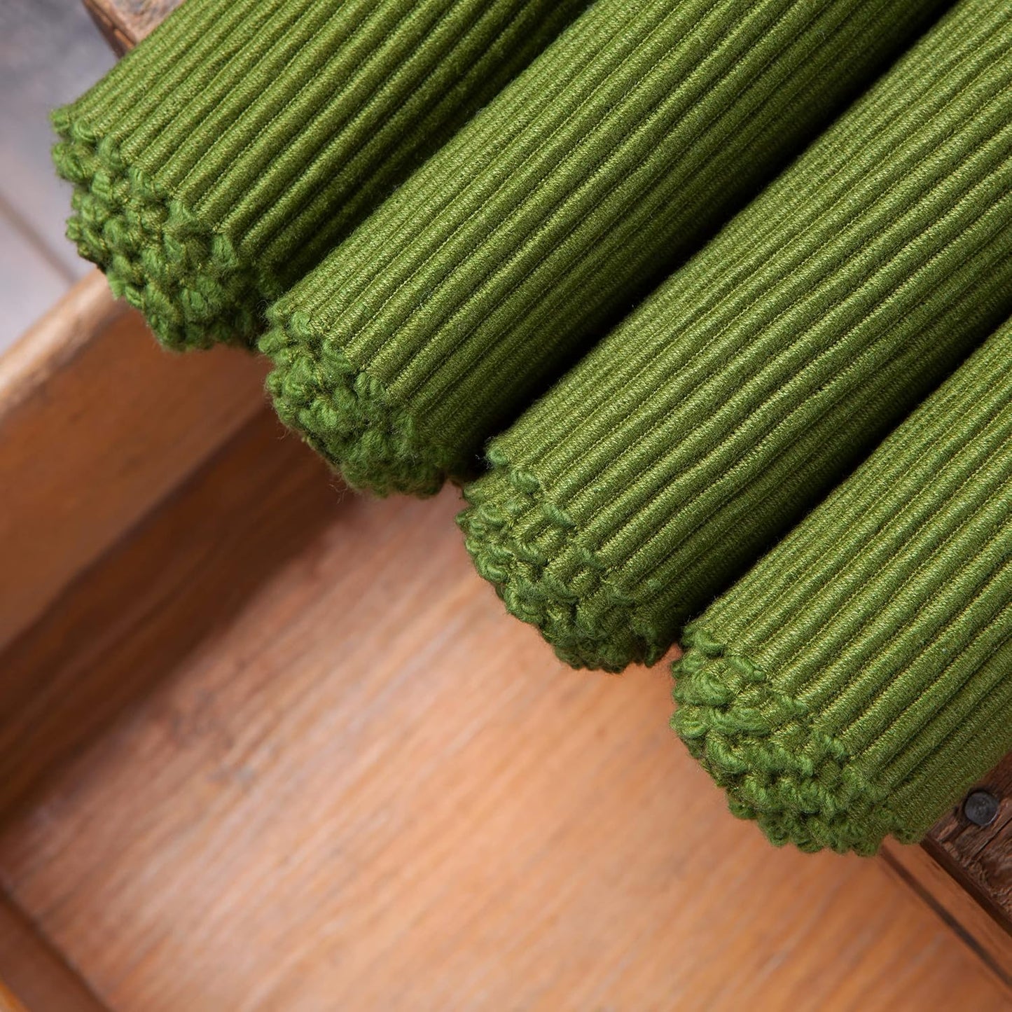 Now Designs Spectrum Placemats Thick Ribbed Cotton, Fir Green, 19x13 inches, Set of 4