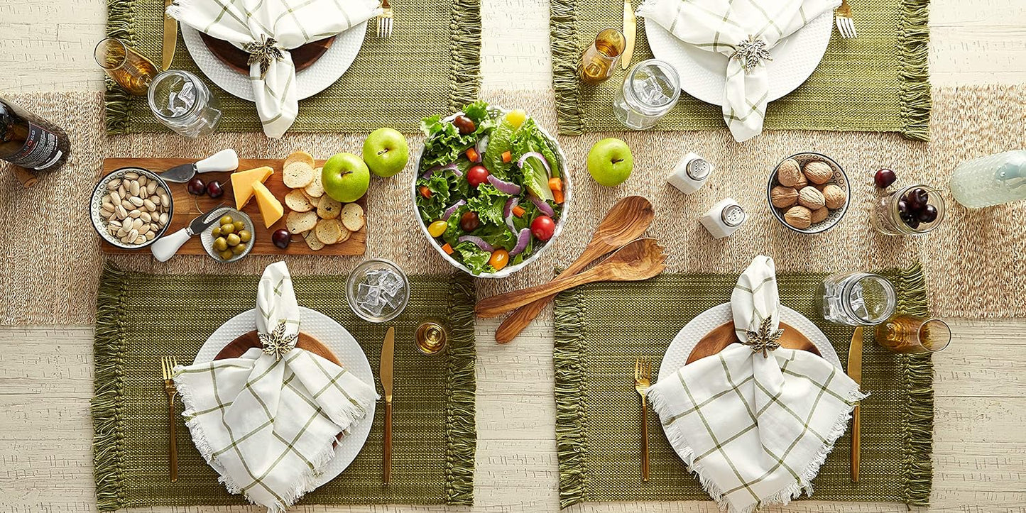 DII Variegated Tabletop Collection, Placemat Set3x19, Olive Green, 6 Piece