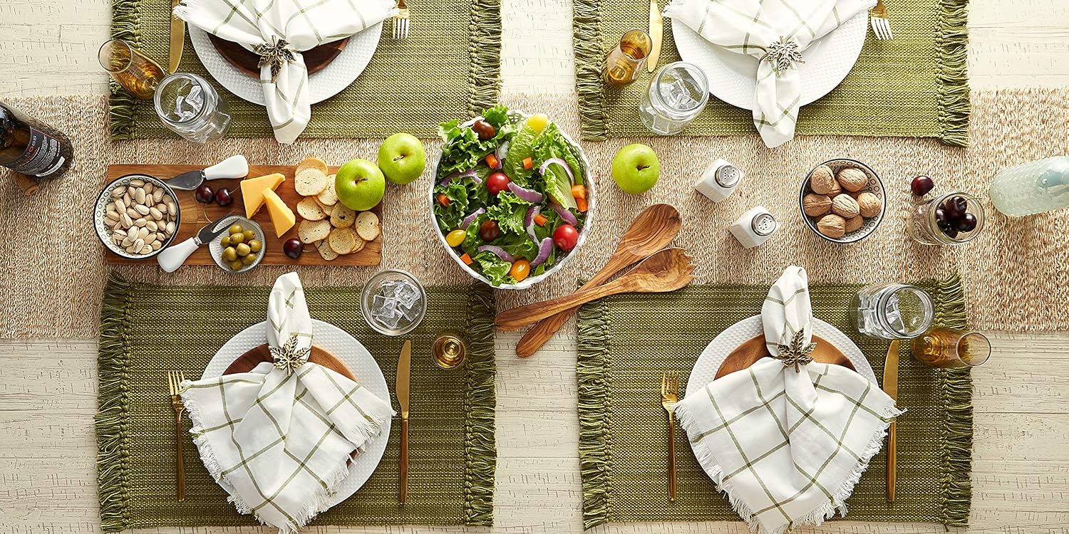 DII Variegated Tabletop Collection, Placemat Set3x19, Olive Green, 6 Piece