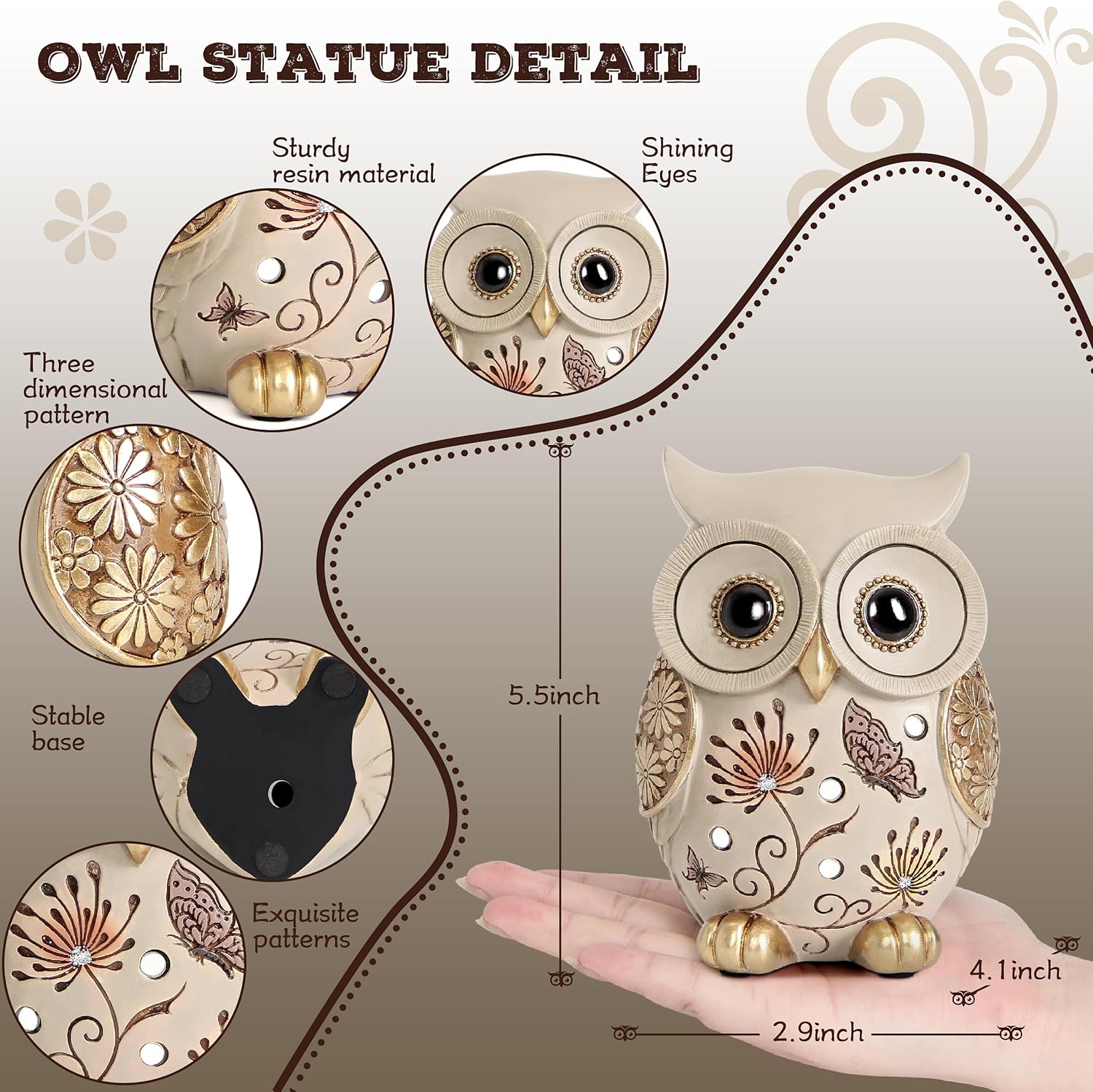 Owl Statue / Office Table and Living Rooms / Colorful