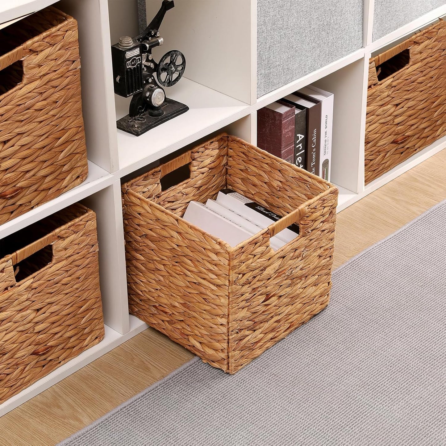Water Hyacinth Storage Baskets Wicker Storage Cubes Set of 2Baskets / 11 x 11 x 11