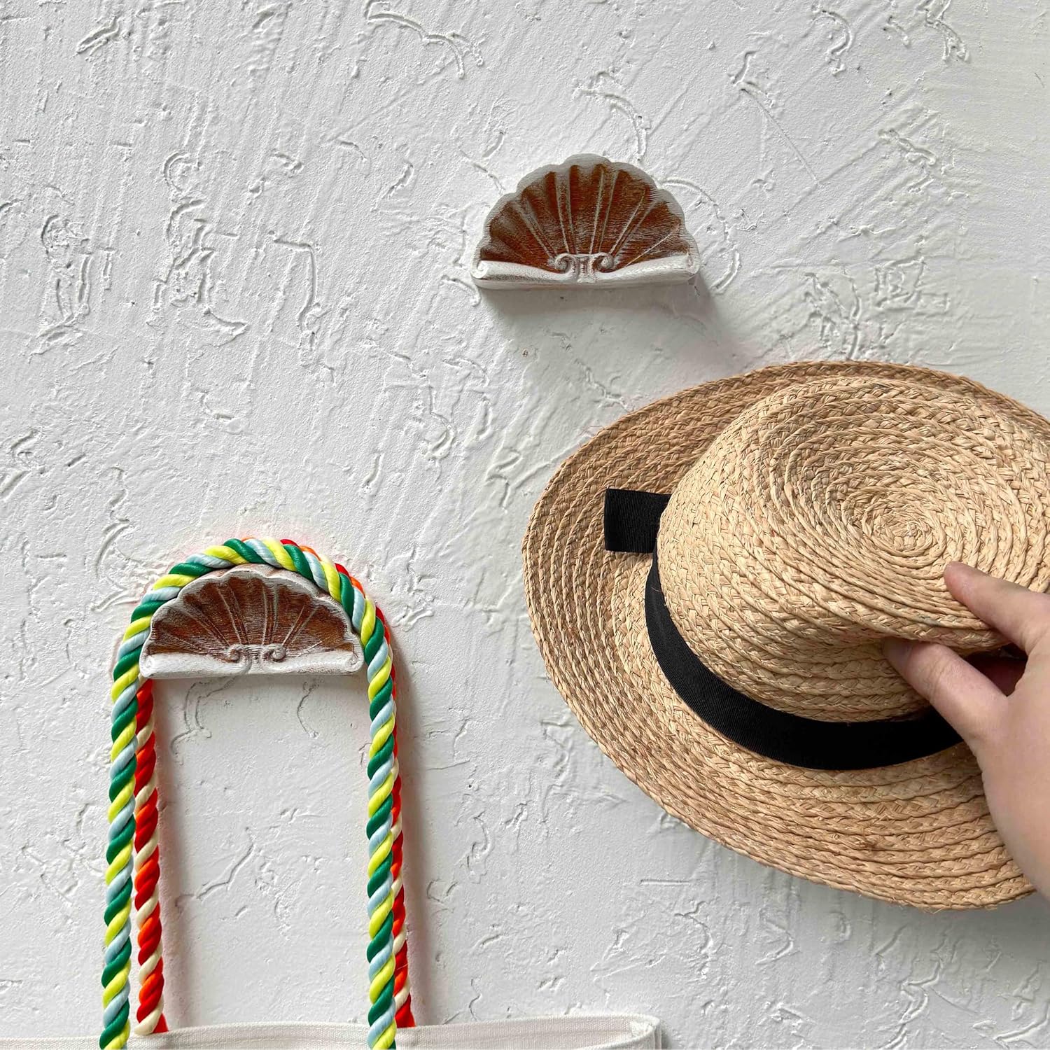 Hat Hooks for Wall Cowboy, Retro Hat Hangers for Display, Hat Holder for Baseball Caps Organizer, Natural Curved Hat