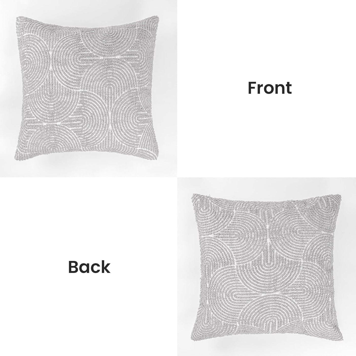 Boho Decorative Textured Throw Pillow Covers / Light Gray / 20 x 20 / Set of 2