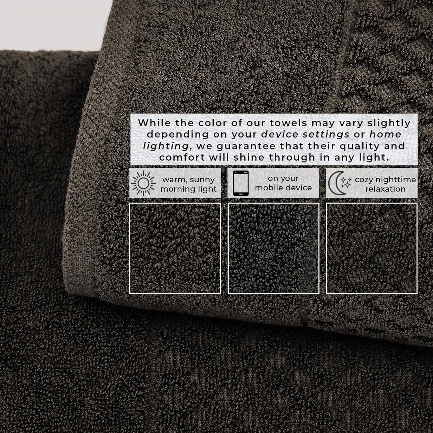 Great Bay Home Bath Towels - 100% Cotton 6 Piece Towel Set - Diamond Waffle Weave - Absorbent, Durable, Quick-Dry