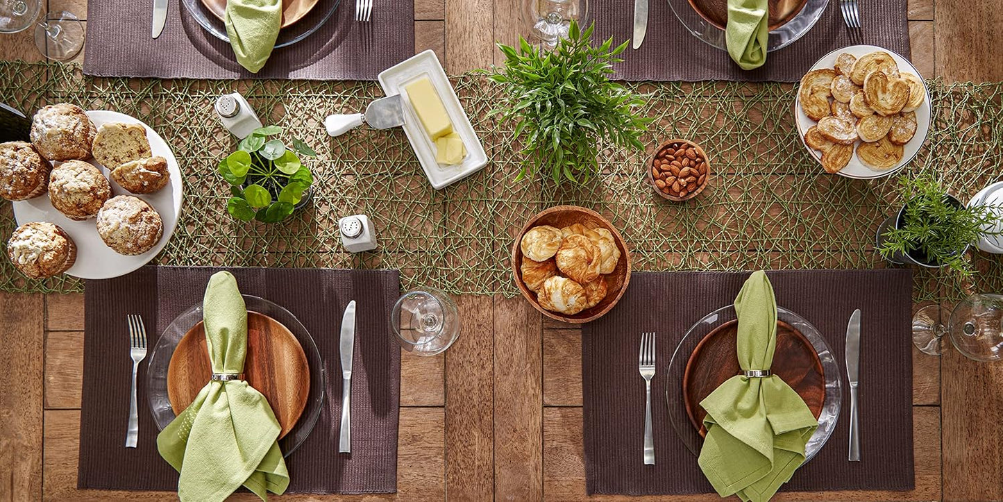 DII Basic Everyday Ribbed Tabletop 100% Cotton, Placemat Set, 13x19, Dark Brown, 6 Piece