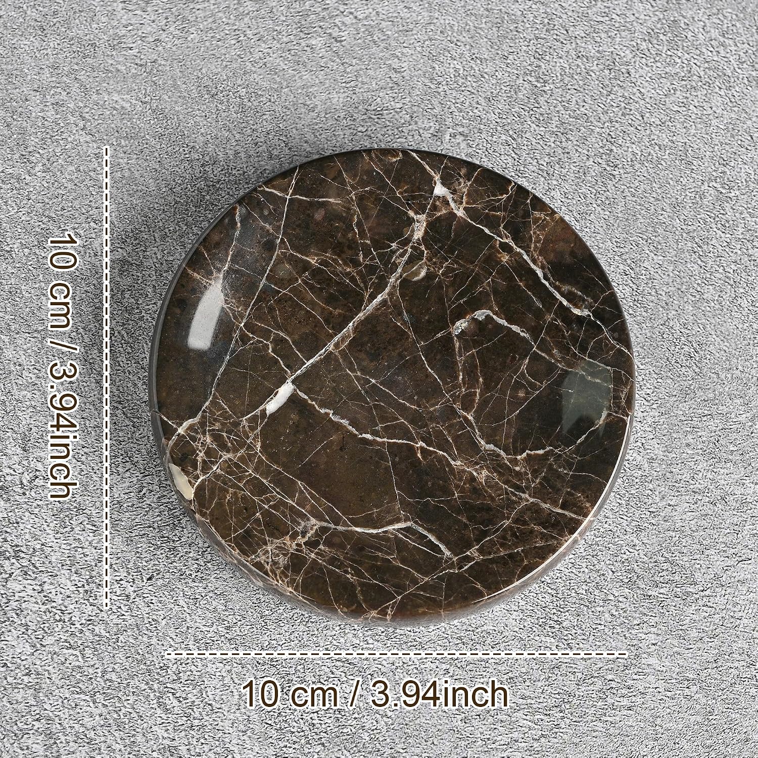 Natural Stone Trinket Tray for Rings Earrings Bracelets / Emperador Dark / Brown