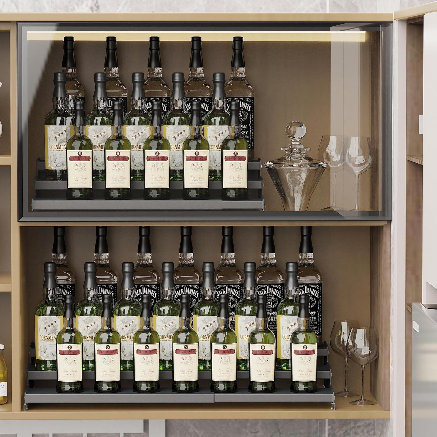 Jojocross Spice Rack Organizer for Cabinet, 3 Tier Expandable Spices Storage, Great for Kitchen Cabinets