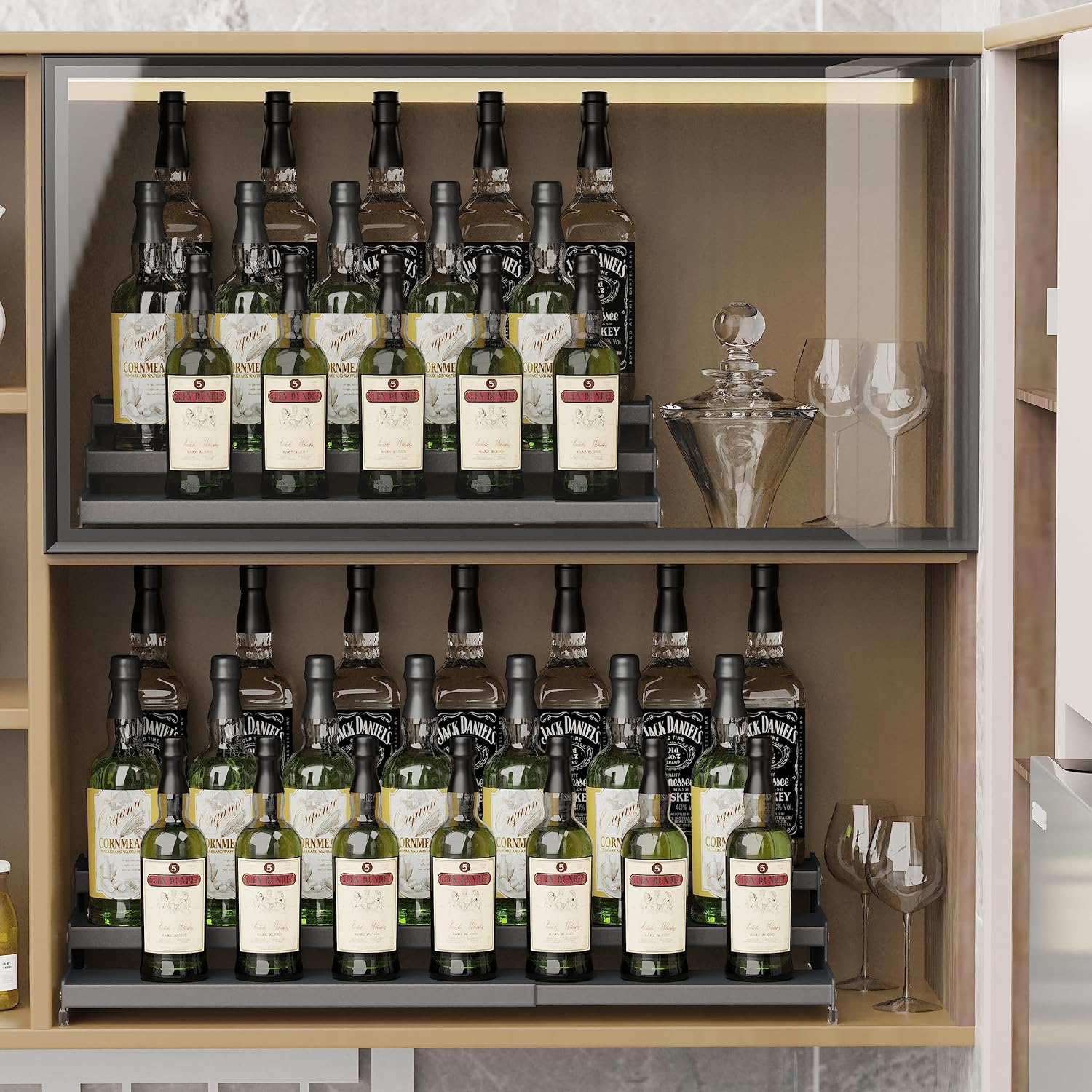 Jojocross Spice Rack Organizer for Cabinet, 3 Tier Expandable Spices Storage, Great for Kitchen Cabinets