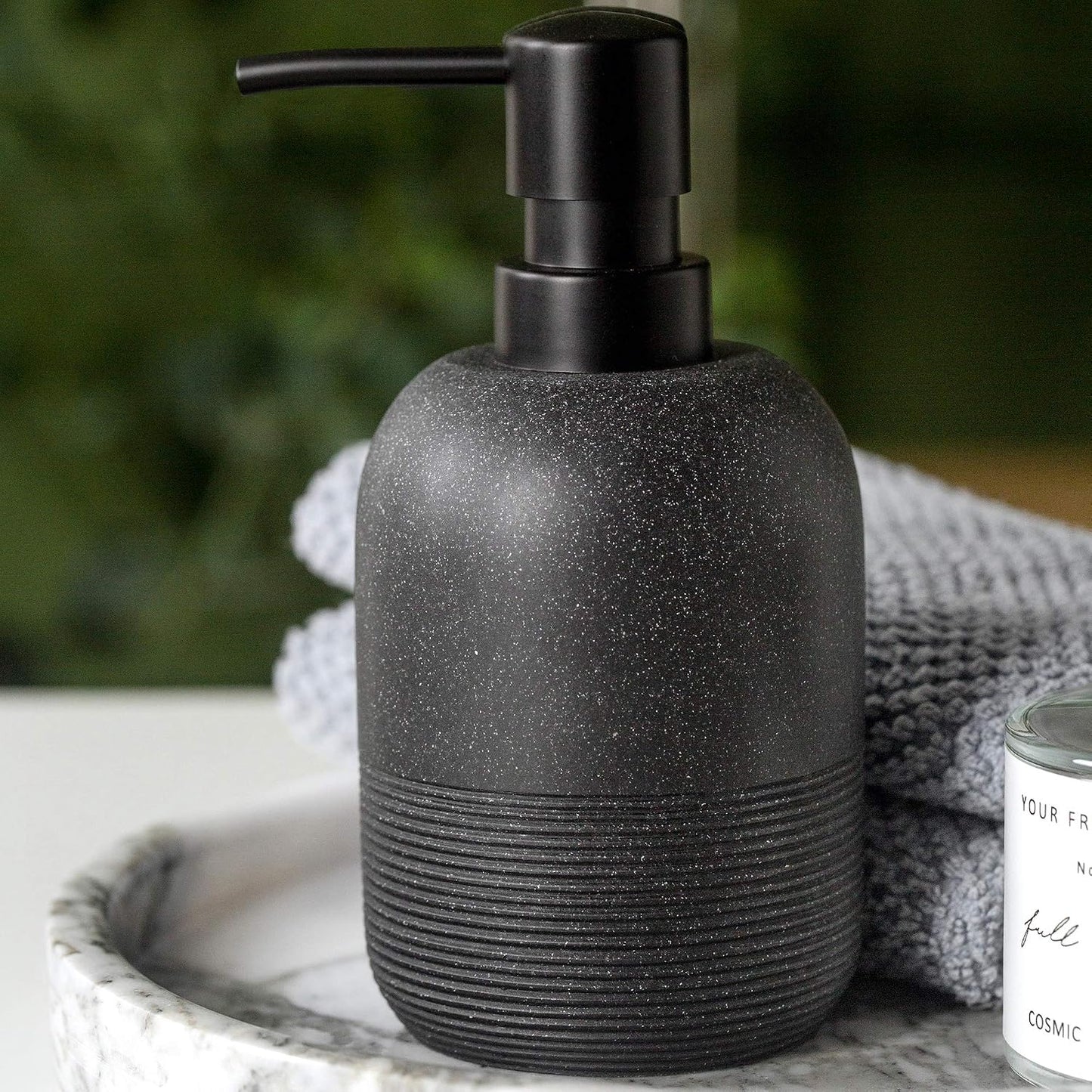 Matte Black Soap Dispenser Sets with Pump,Hand Soap and Lotion Dispenser for Bathroom Countertop,Morden Soap Dispenser