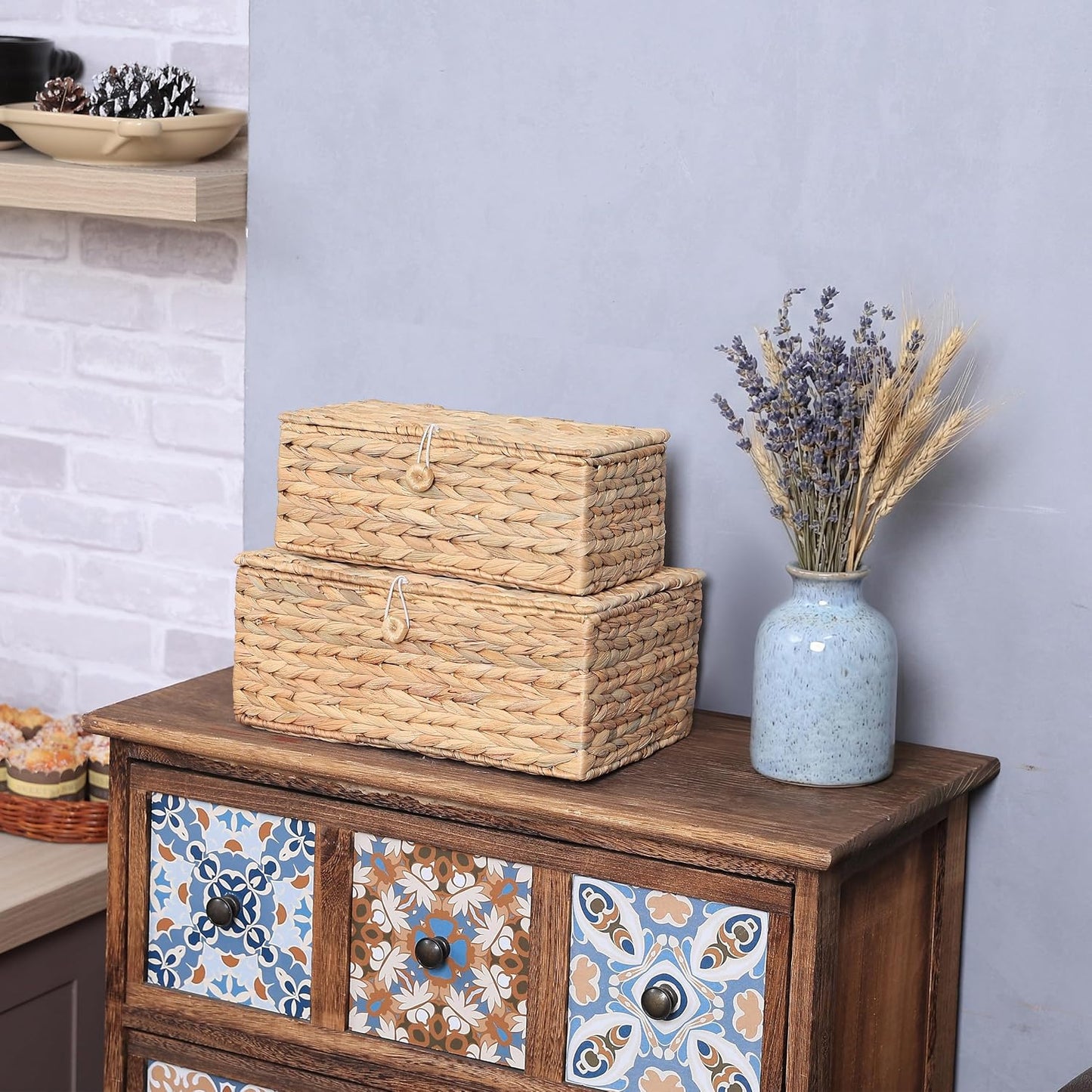 Rattan Basket Decorative Boxes / Set of 2