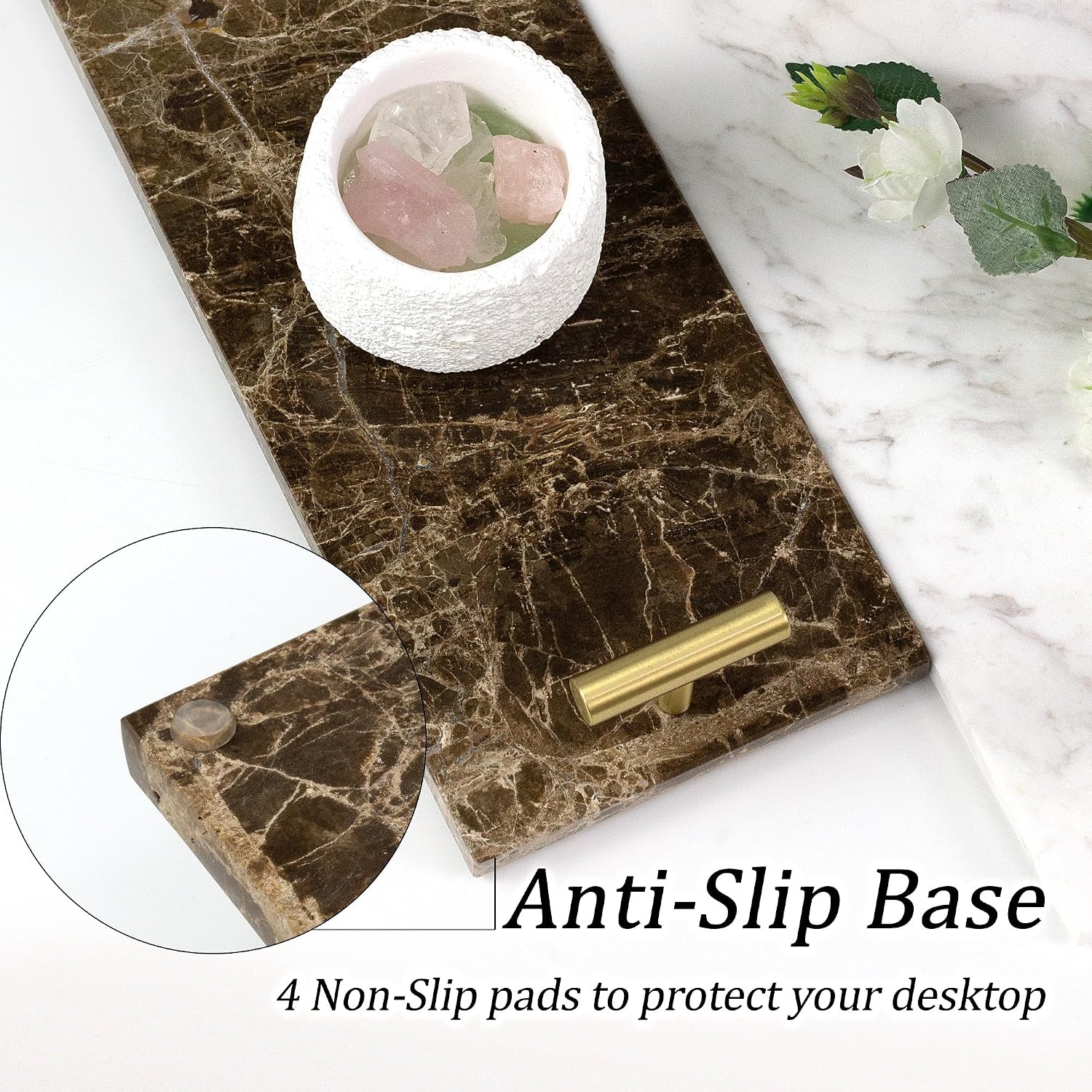 Marble Tray / Marble Napkin Holder / Brown