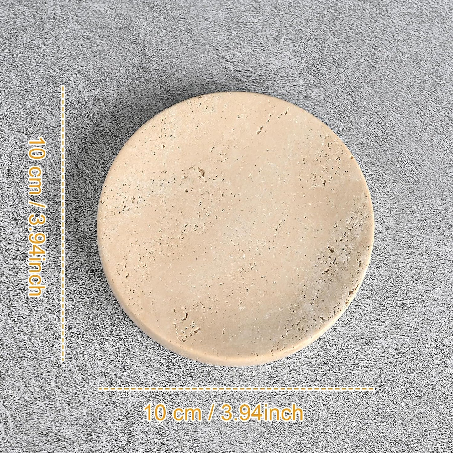 Natural Beige Stone Trinket Tray for Rings Earrings Necklaces / Beige Travertine