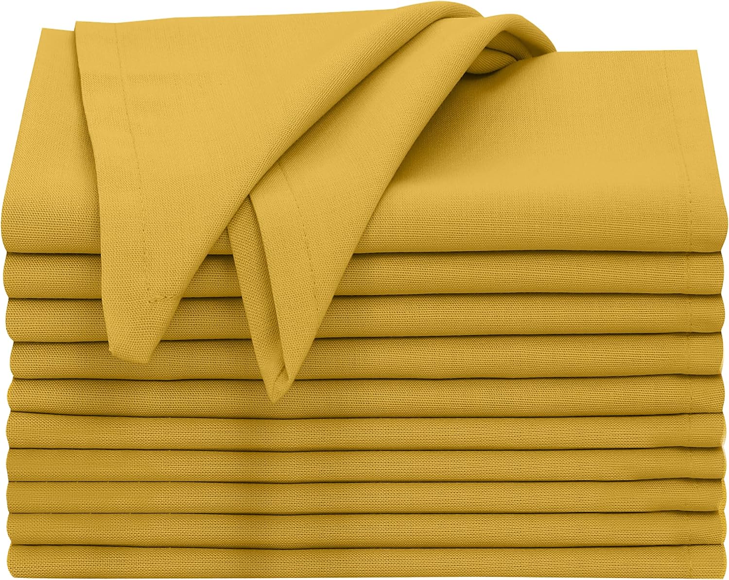 Ruvanti Cloth Napkins Set of 12, 100% Cotton 18”x18” - Spicy Mustard | Washable, Soft, Durable & Absorbent Everyday