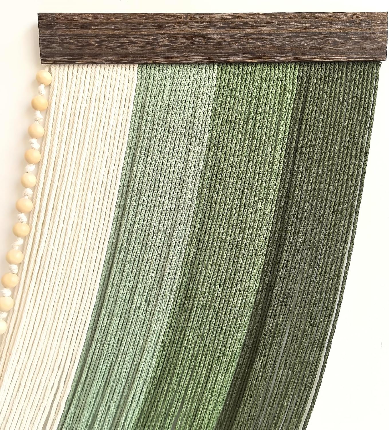 Large Macrame Wall Hanging Dip Dyed Yarn Tapestry Ombre Yarn Gradient Color Macrame / Green + Bead