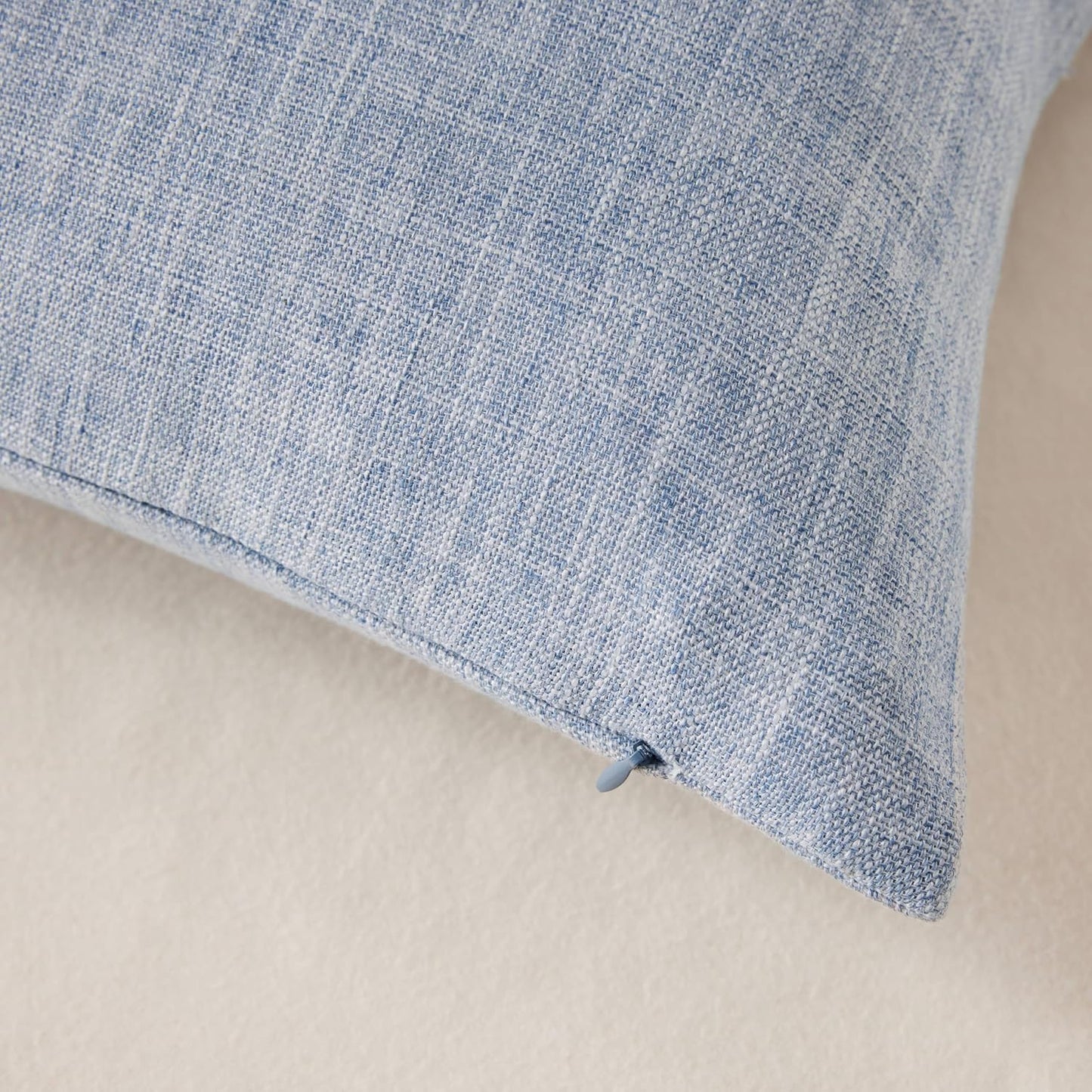 Rustic Cotton Linen Throw Pillow Covers / Blue / 18 x 18 / Set of 2
