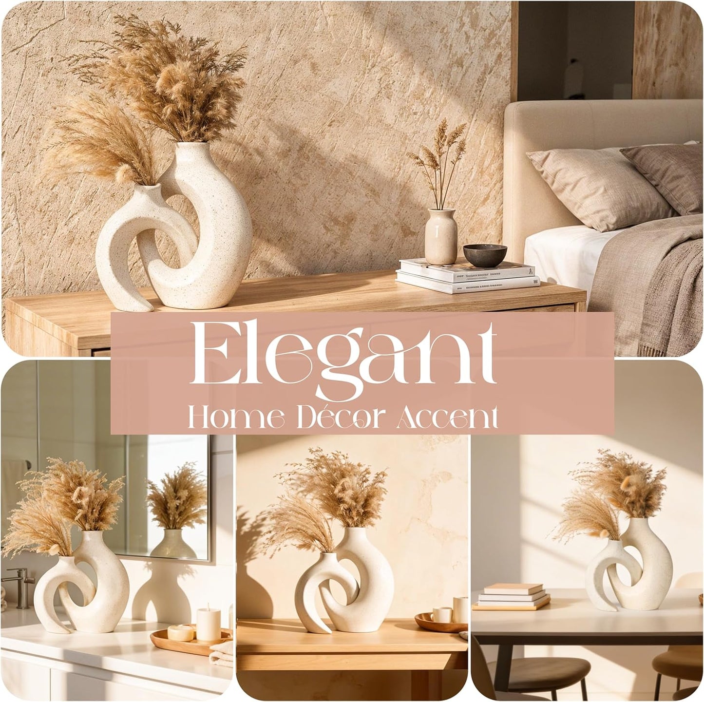 Elegant Donut Style Ceramic Vases / Set of 2
