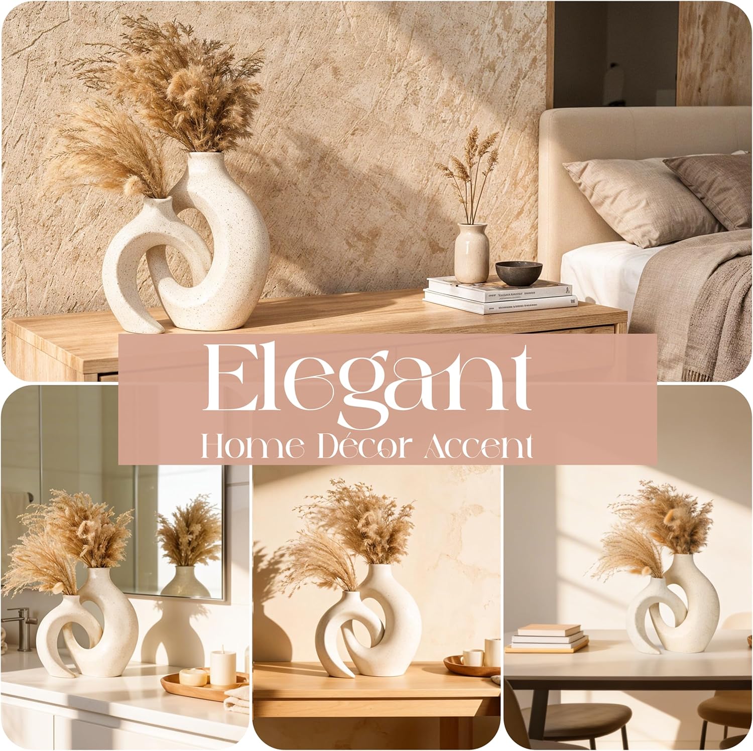Elegant Donut Style Ceramic Vases / Set of 2