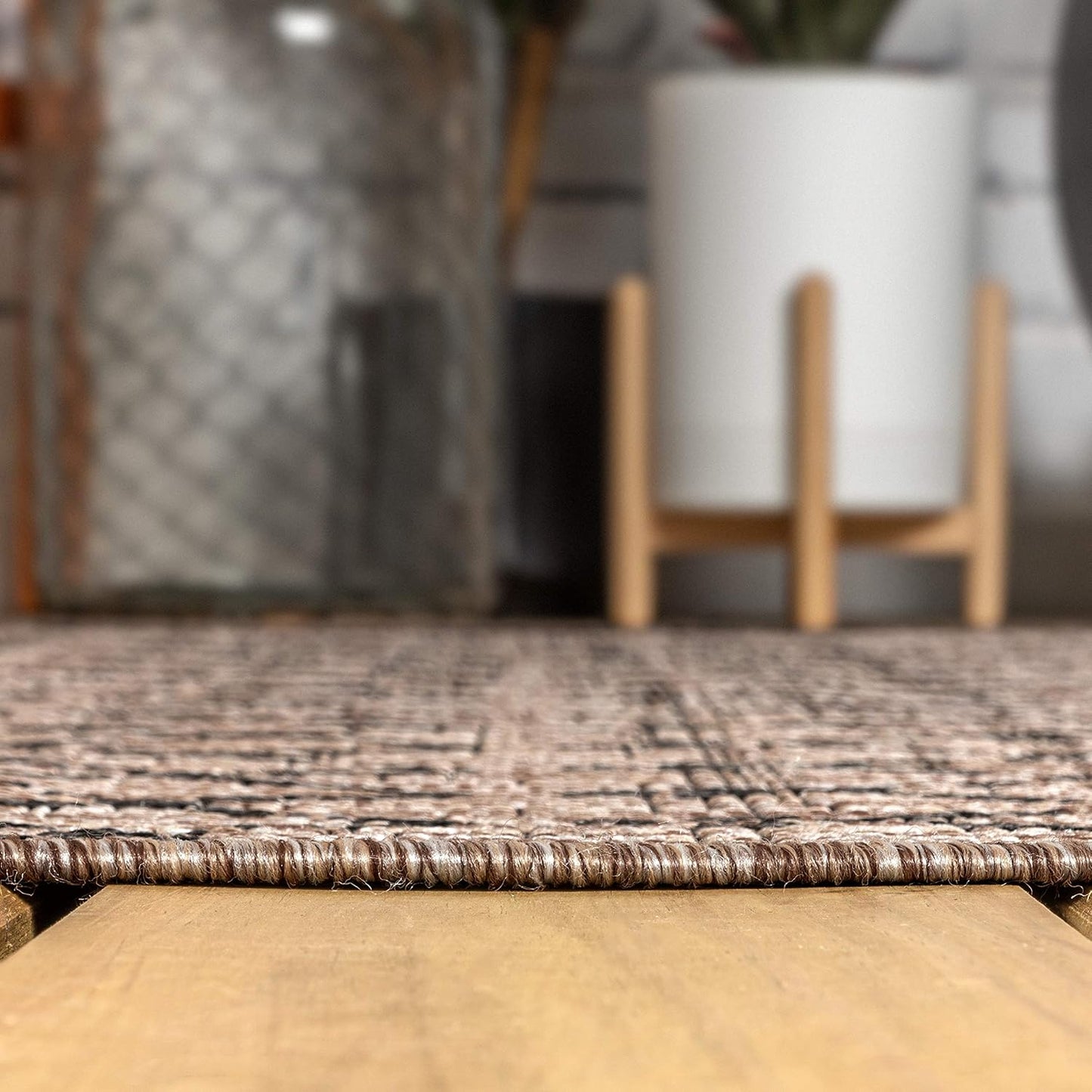 Ourika Textured Weave for Backyard / Natural/black / 9 x 10 / 7