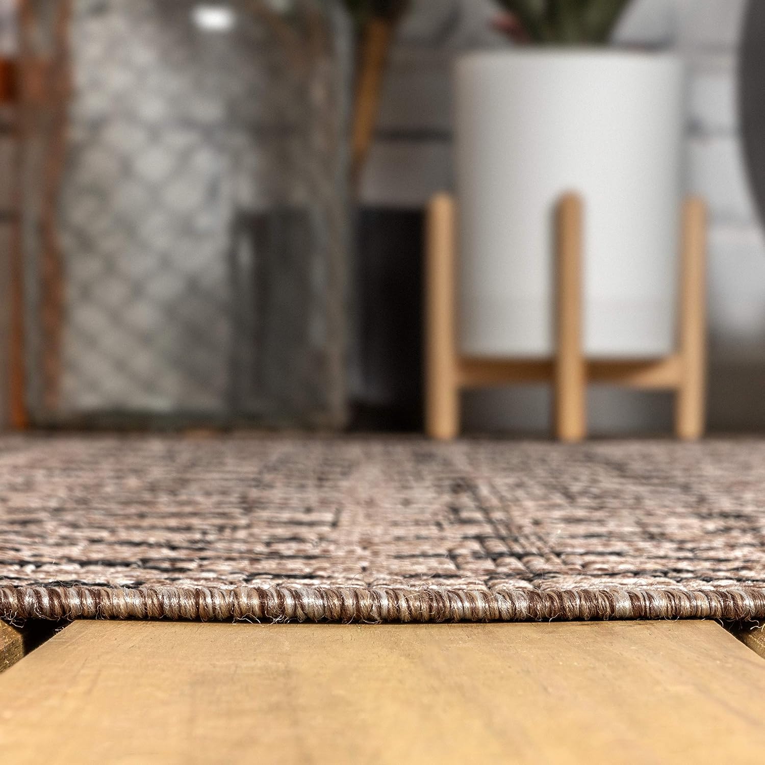 Ourika Textured Weave for Backyard / Natural/black / 9 x 10 / 7