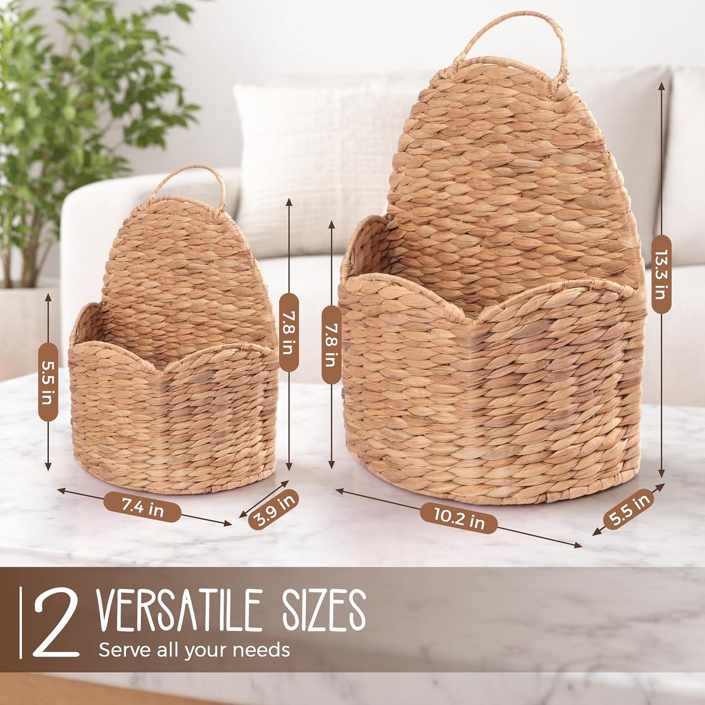 Water Hyacinth Scalloped Hanging Basket / Option 1 / Set of 2