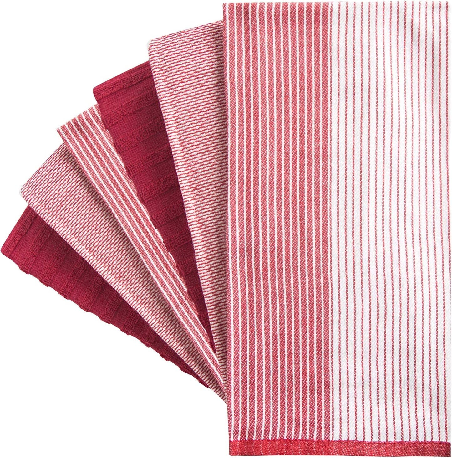 Premium Kitchen Towels 6 Pack 100% Cotton, 20"x28" Dish Towels - Red | Large Flat & Terry Kitchen Linen Set with