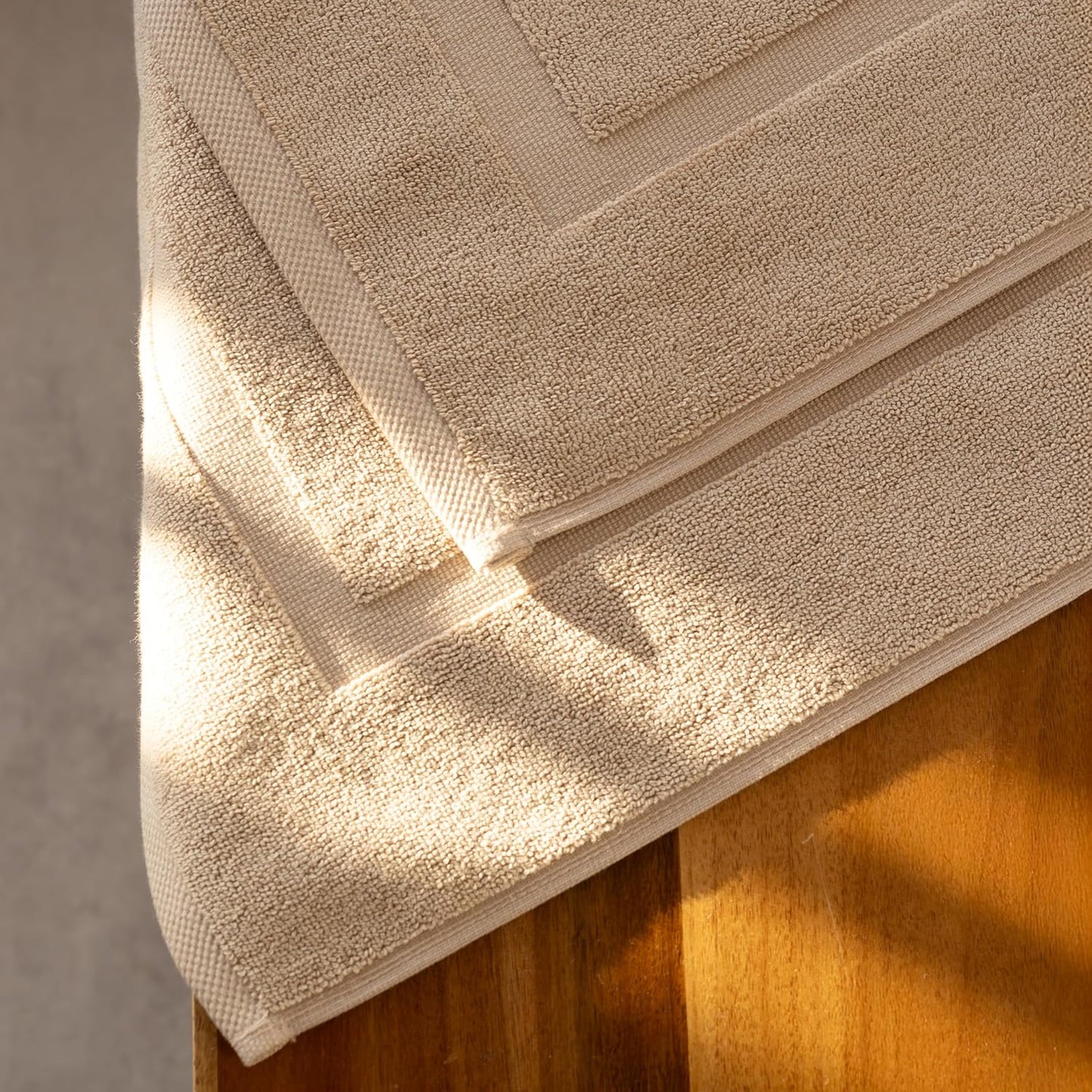 SALBAKOS 2-Piece 100% Turkish Cotton Bath Mat Towel, 20x34 inch, Taupe | Bathroom Floor Towels, Thick Soft Most