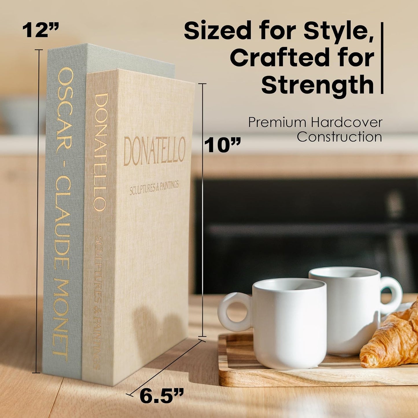 Faux Books for Decoration / Green - Beige / Set of 2