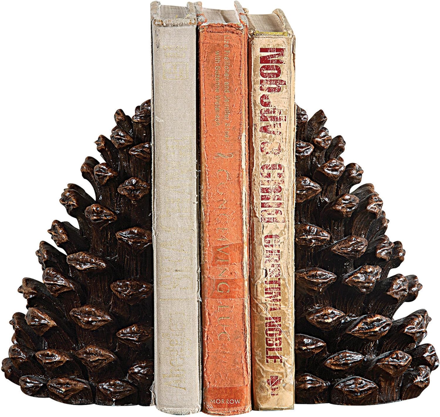 Pinecone Shaped Resin Bookends / Bronze / Set of 2
