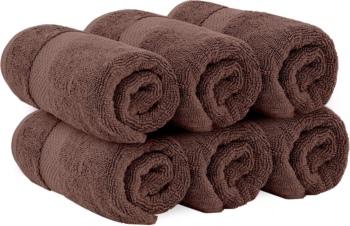White Classic Luxury Brown Hand Towels - Soft 100% Turkish Cotton | Highly Absorbent Hotel spa Bathroom Towel