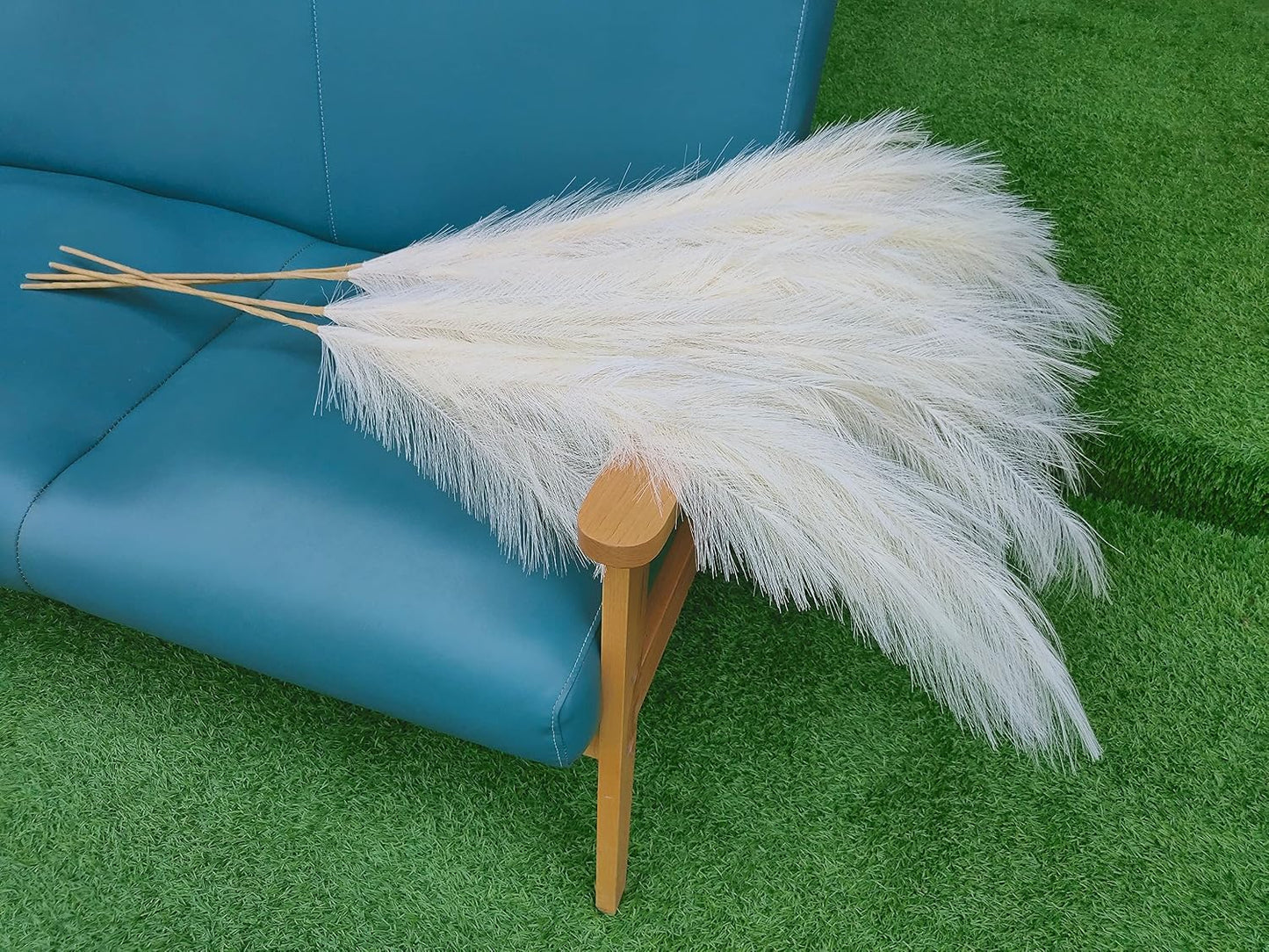 Cream Pampa " 8pcsTall Fluffy Feather Flowers / 43.3 / Faux Beige / Set of 8