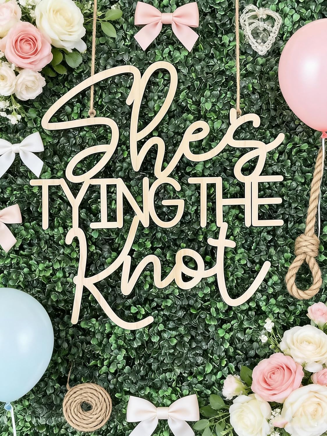 She's Tying The Knot Wedding Shower Wooden Sign
