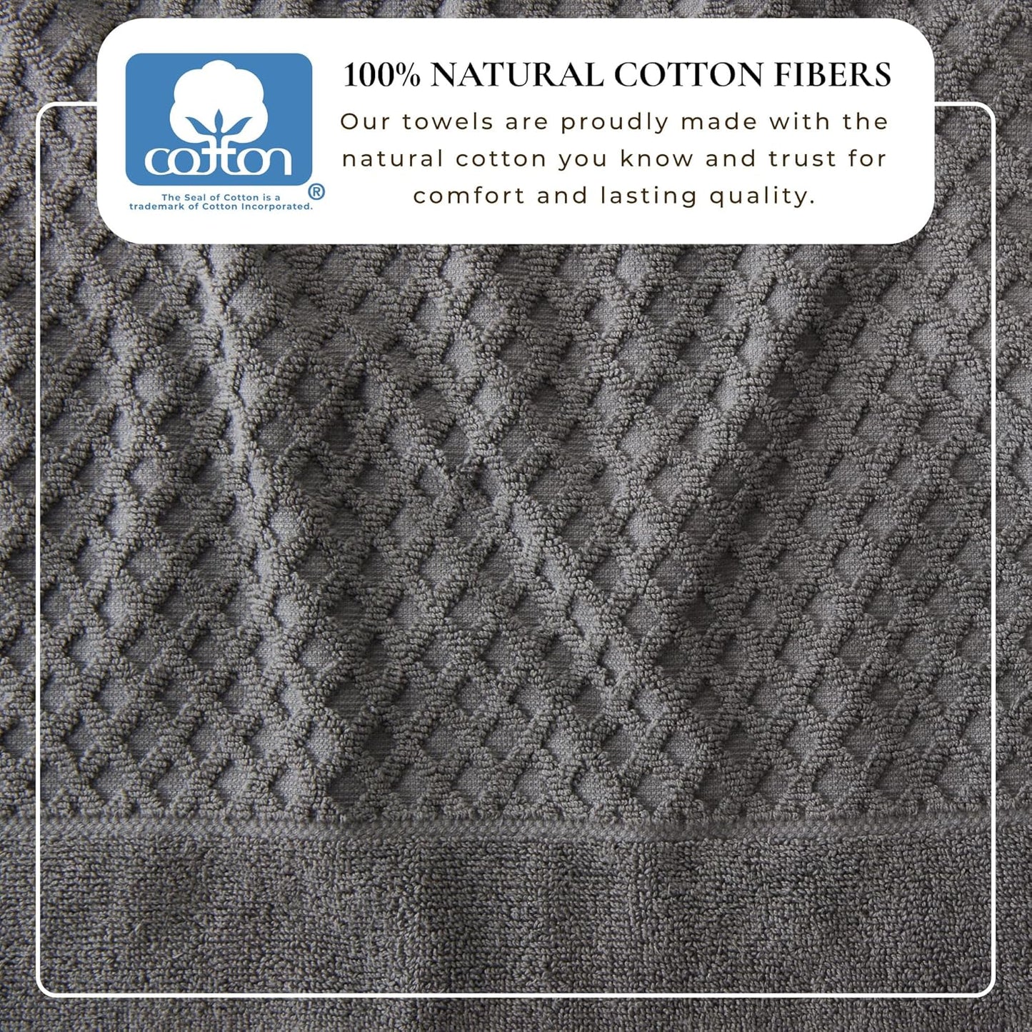 Great Bay Home Bath Towels - 100% Cotton 6 Piece Towel Set - Diamond Waffle Weave - Absorbent, Durable, Quick-Dry