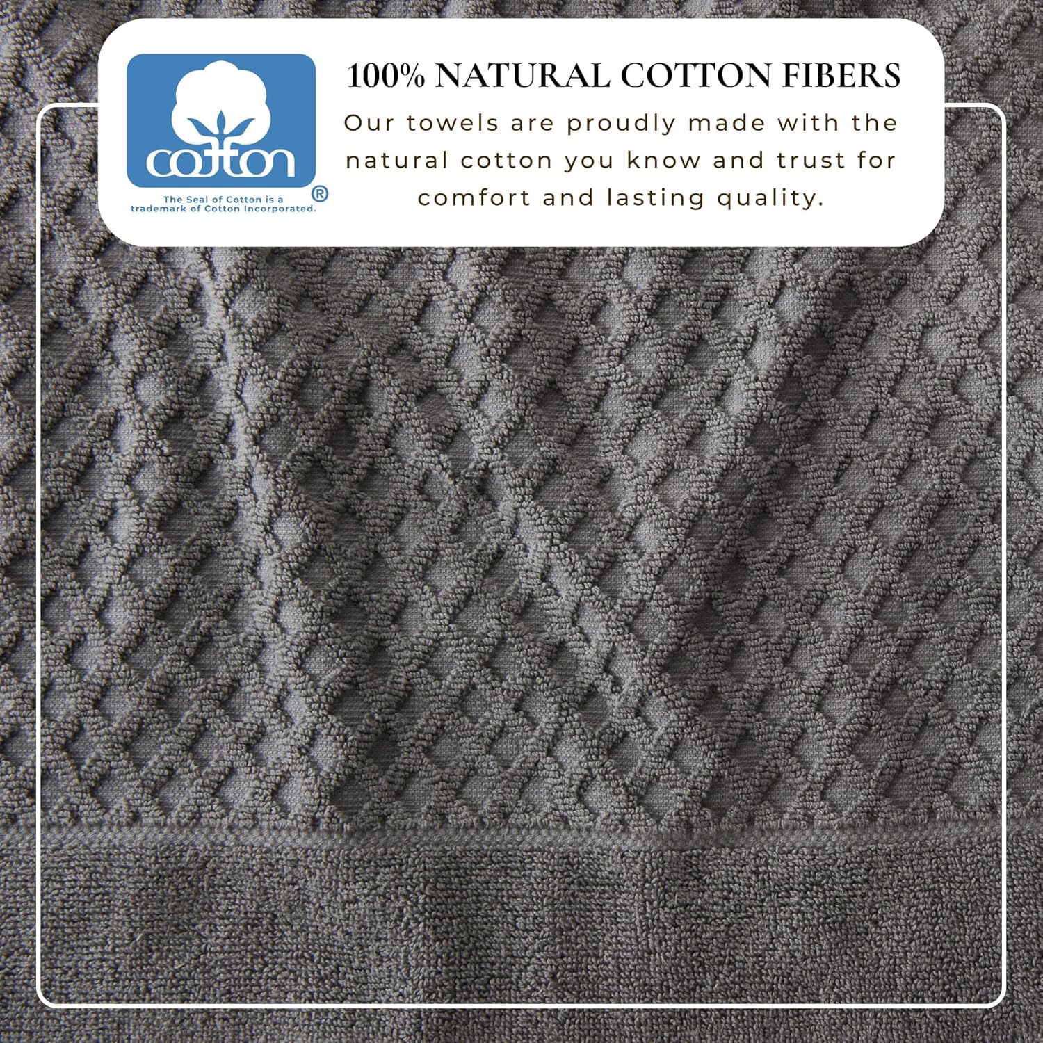 Great Bay Home Bath Towels - 100% Cotton 6 Piece Towel Set - Diamond Waffle Weave - Absorbent, Durable, Quick-Dry