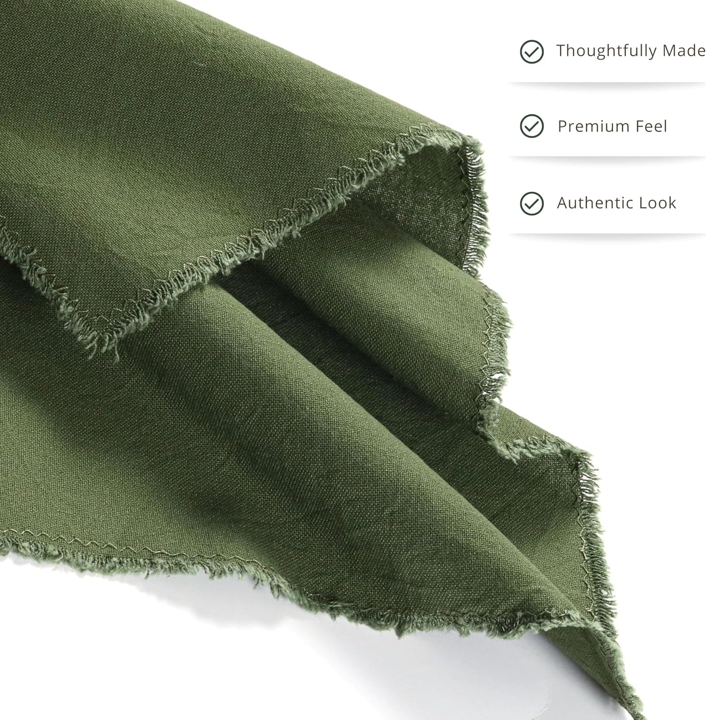 Ramanta Home Cloth Napkins Set of 12 Olive Green 18x18 Inch | Frayed Edge Dinner Napkin for Wedding, Birthday Party