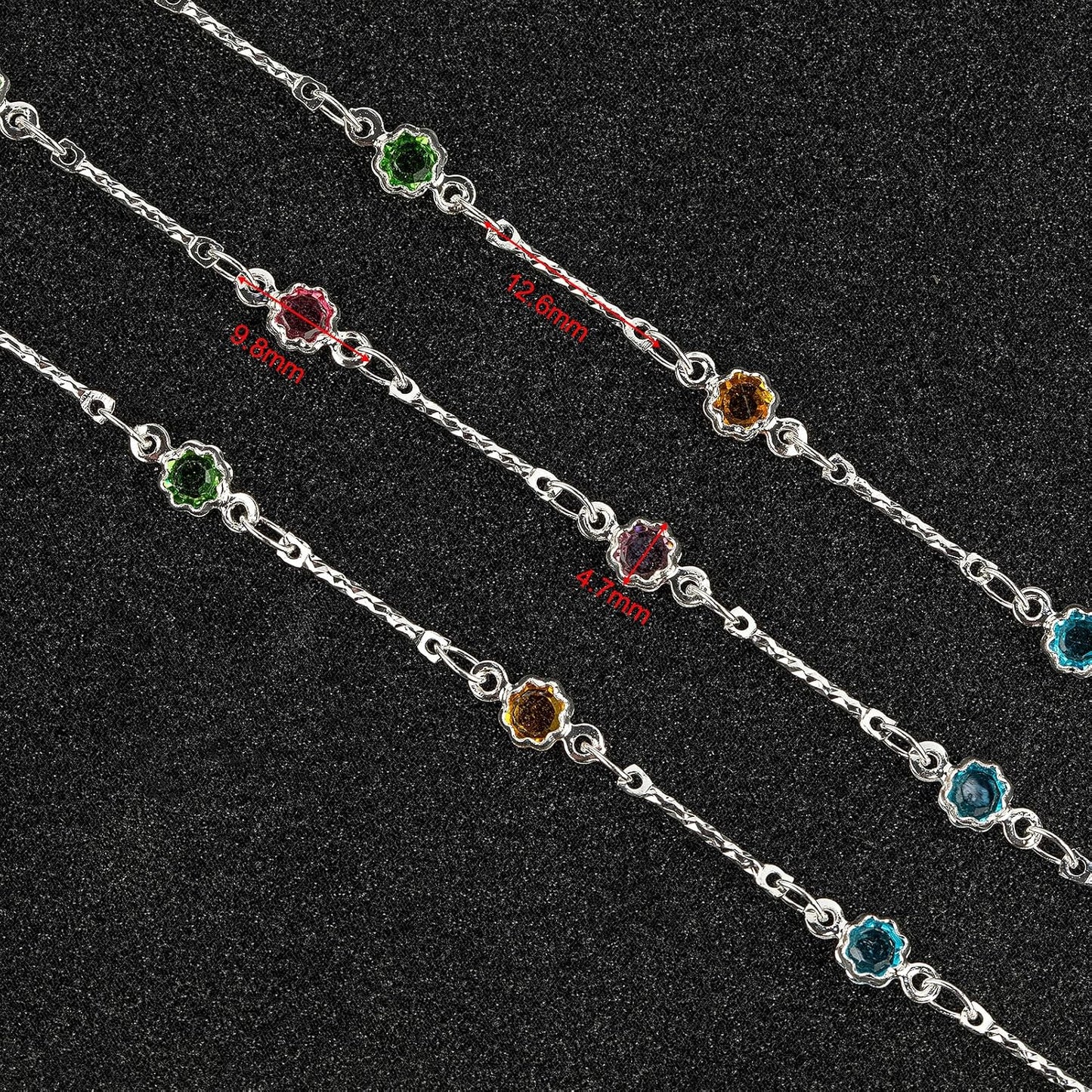 Colorful Crystal Necklace Chain for Jewelry Making Silver Plated Brass Bar / Silver Bar Crystal