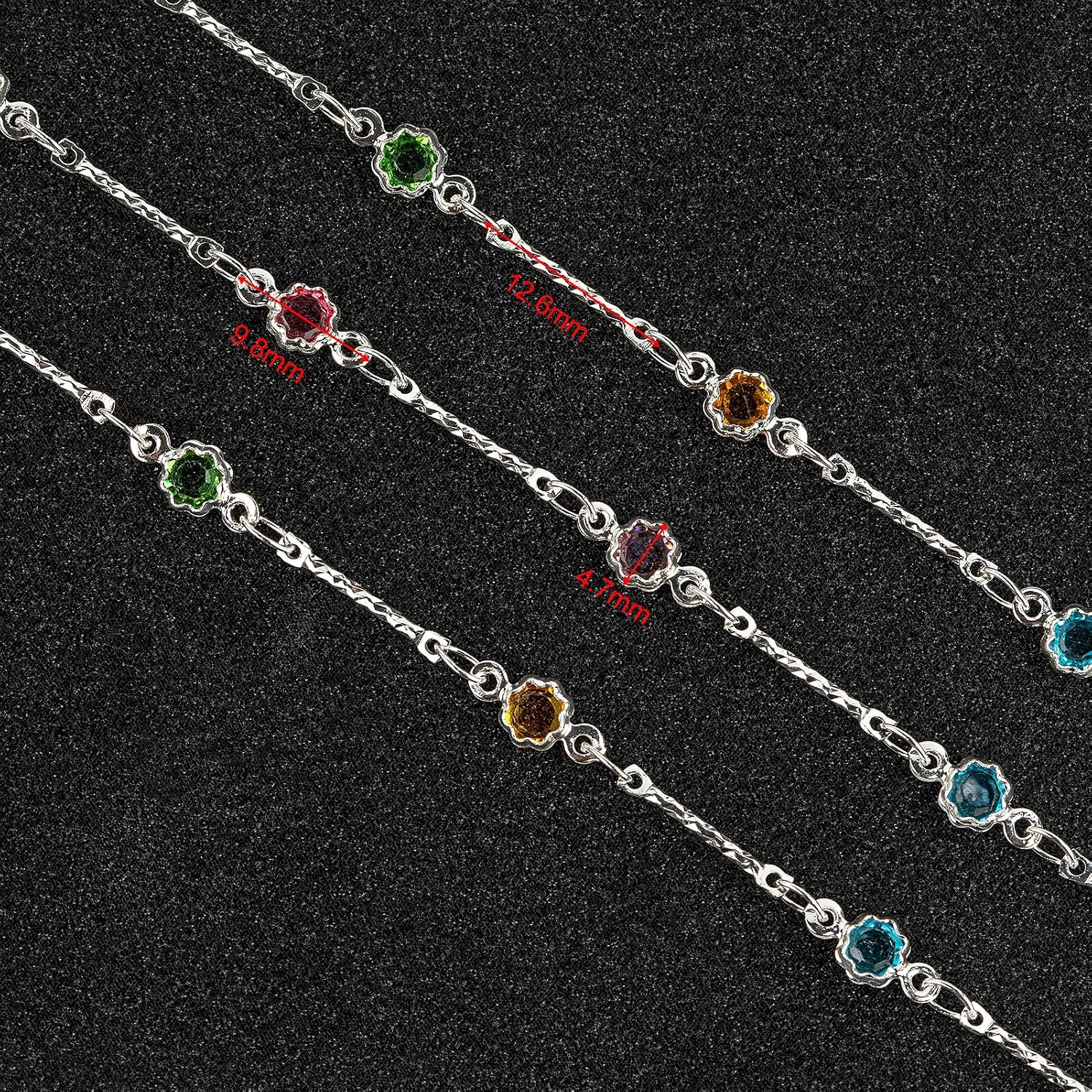 Colorful Crystal Necklace Chain for Jewelry Making Silver Plated Brass Bar / Silver Bar Crystal