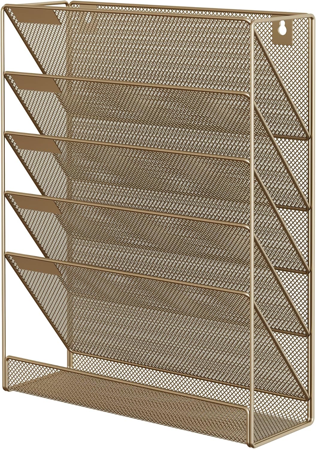EasyPAG 5 Tier Wall File Holder, Mesh Hanging Folder Organizer with Classify Label, Versatile Desk File Holder