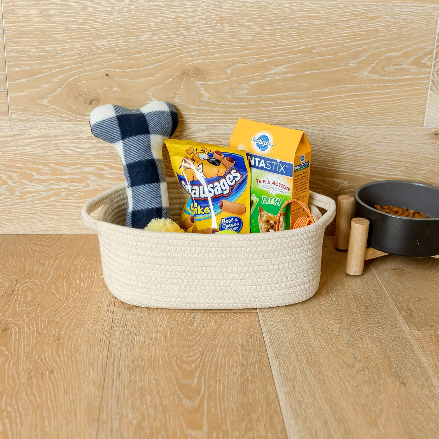 5-Piece Rectangle Storage Basket Set- Natural Cotton Rope Woven Baskets for Organizing! / Beige