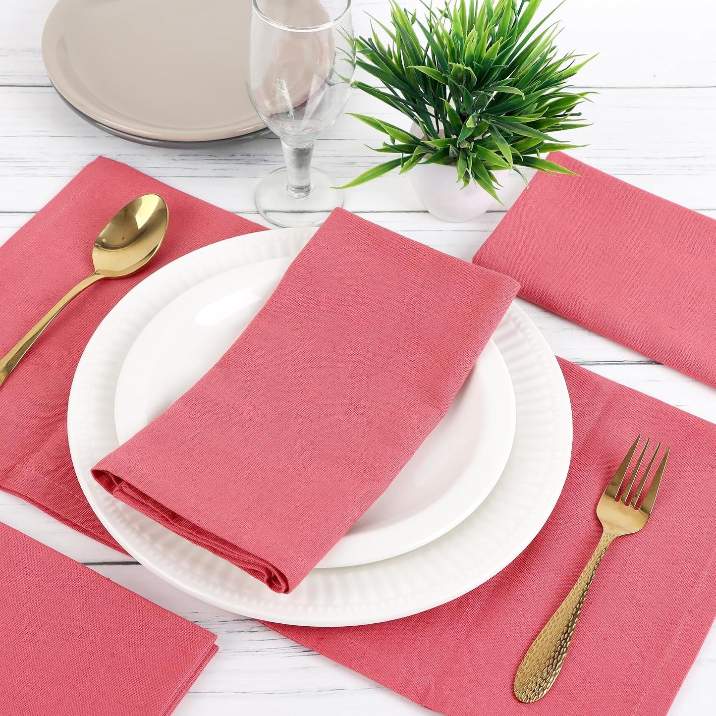 NATURALCRAFT Cloth Napkins Set of 12 Cotton Linen18x18 inch | Washable Reusable Fabric Soft Durable Quality Breathable