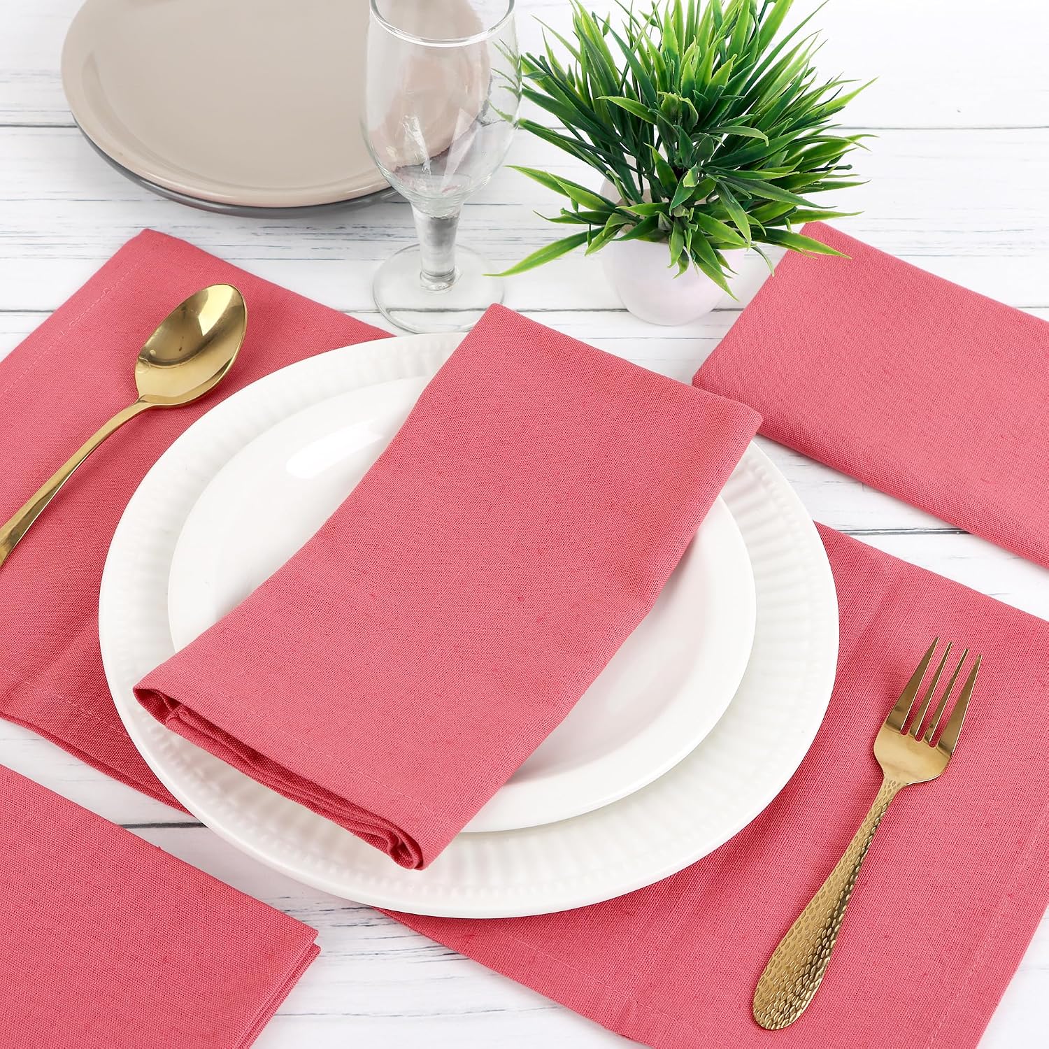 NATURALCRAFT Cloth Napkins Set of 12 Cotton Linen18x18 inch | Washable Reusable Fabric Soft Durable Quality Breathable